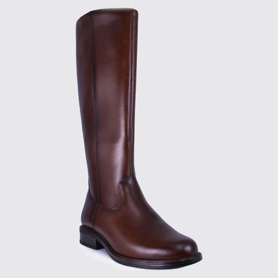 Womens Dubarry Cadence Leather Long Boots - Chestnut