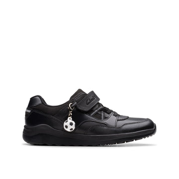 Boys Clarks Daze Kick Kid Black School Shoes - Black