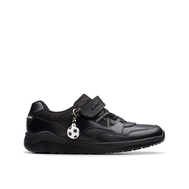 Boys Clarks Daze Kick Kid Black School Shoes - Black