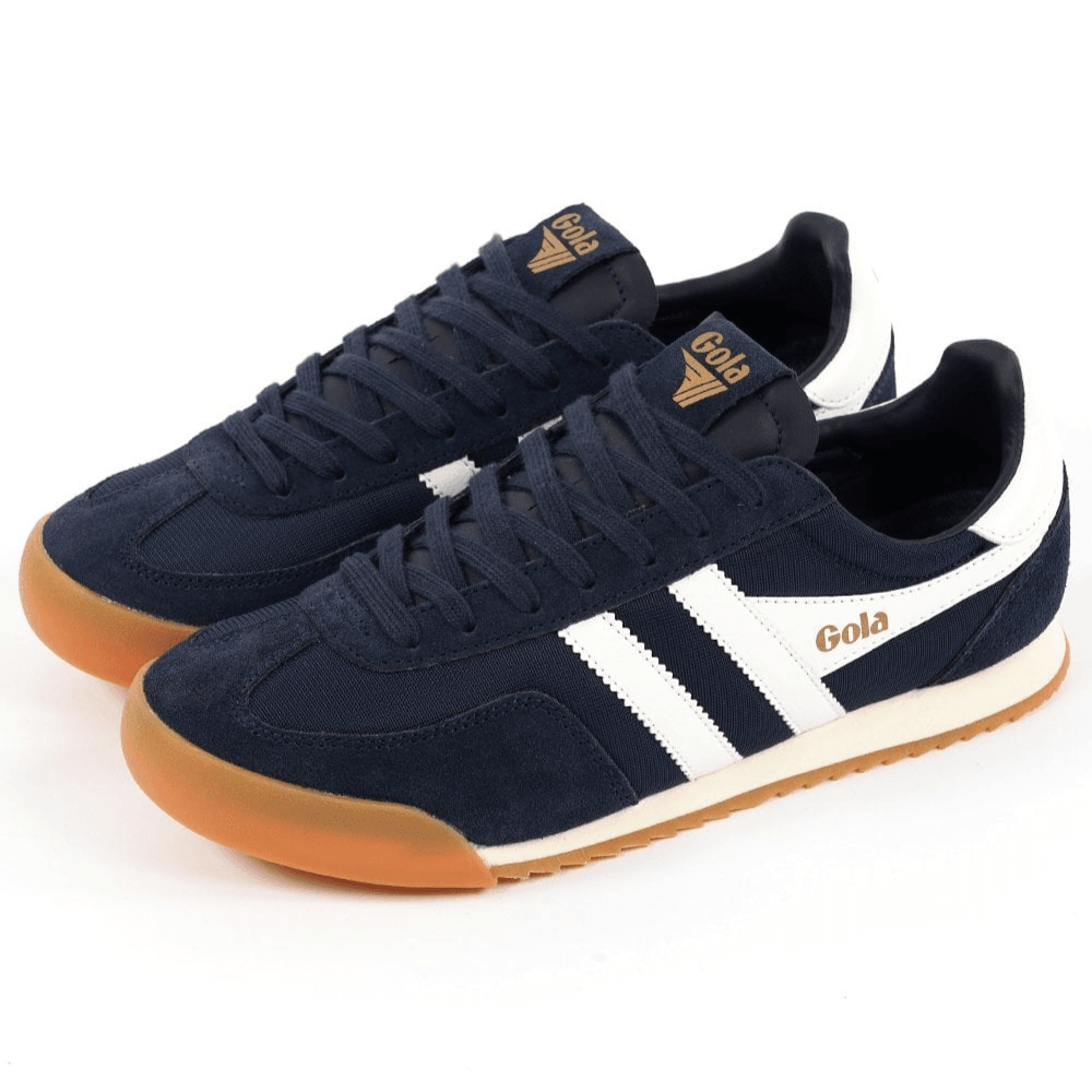 Womens Gola Europa Navy and White Suede and Mesh Trainers