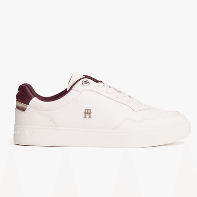 Womens Tommy Hilfiger Monogram Plaque Court Trainers - Ancient White