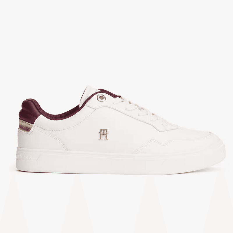 Womens Tommy Hilfiger Monogram Plaque Court Trainers - Ancient White