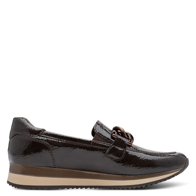Womens Jana 24766 Mocca Patent Loafer - Mocca Patent
