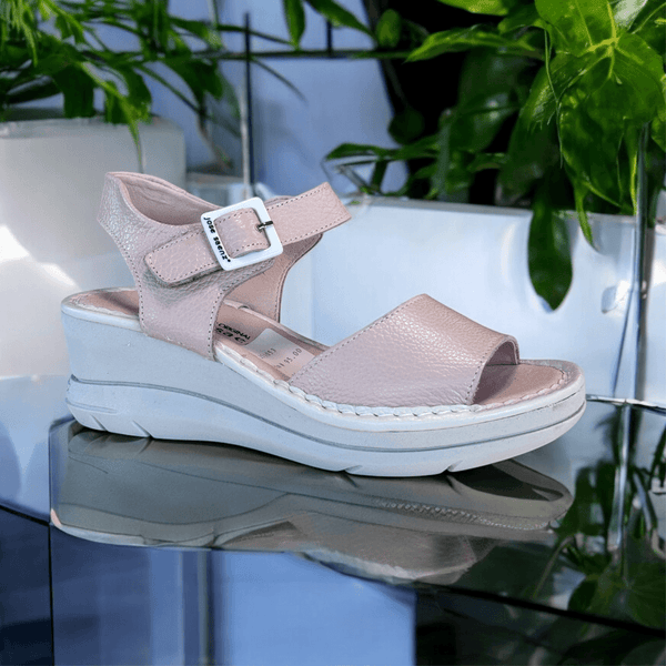 Womens Jose Saenz 4227 Rose Pink Velcro Strap Sandals - Rose Pink