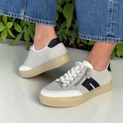 Womens Rieker L5903 Zip and Lace Up Trainers - Grey