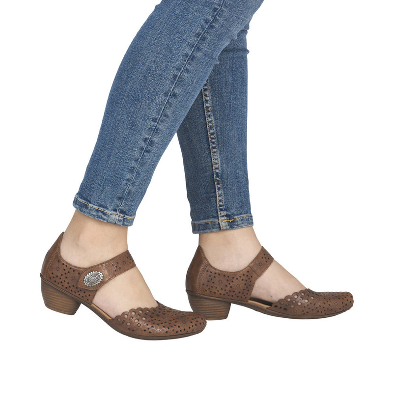 Womens Rieker 43753 Brown Heeled Sandal - Brown