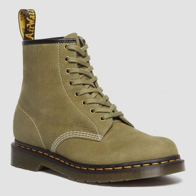 Unisex Dr. Martens 1460 Tumbled Muted Olive Nubuck Leather Ankle Boots - Muted Olive