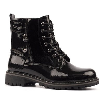 Womens Lunar Allison Patent Ankle Boots - Black