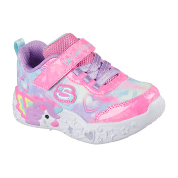 Girls Skechers 303064N Rainbow Hearts Unicorn Charmer Trainer - Infant - Pink
