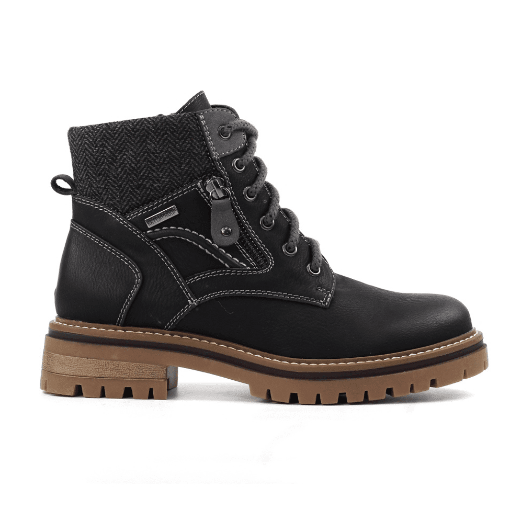 Womens Lunar Caramel Black Lace and Side Zip Boots (Waterproof)
