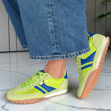 Womens Xti 145059 Pistachio Green and Blue Suede and Nylon Trainers - Pistachio