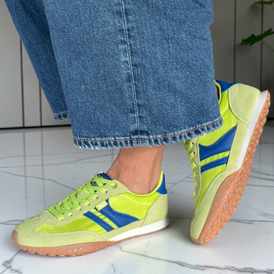 Womens Xti 145059 Pistachio Green and Blue Suede and Nylon Trainers - Pistachio