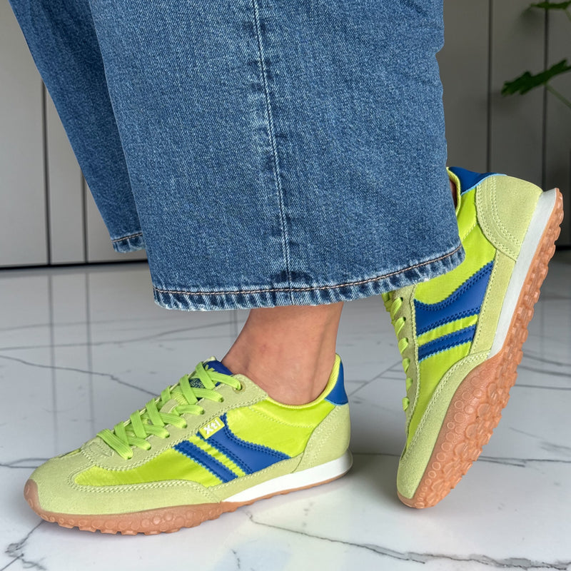 Womens Xti 145059 Pistachio Green and Blue Suede and Nylon Trainers - Pistachio