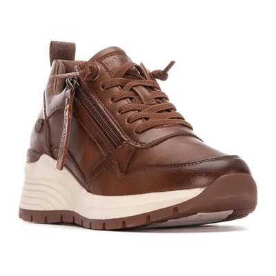 Womens Refresh 172938 Wedge Side Zip Trainers - Camel