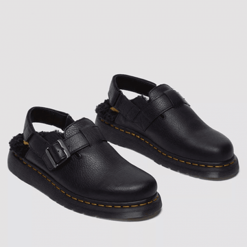 Womens Dr Martens Jorge II Black Ambassador Faux Fur Lined Mules - Black