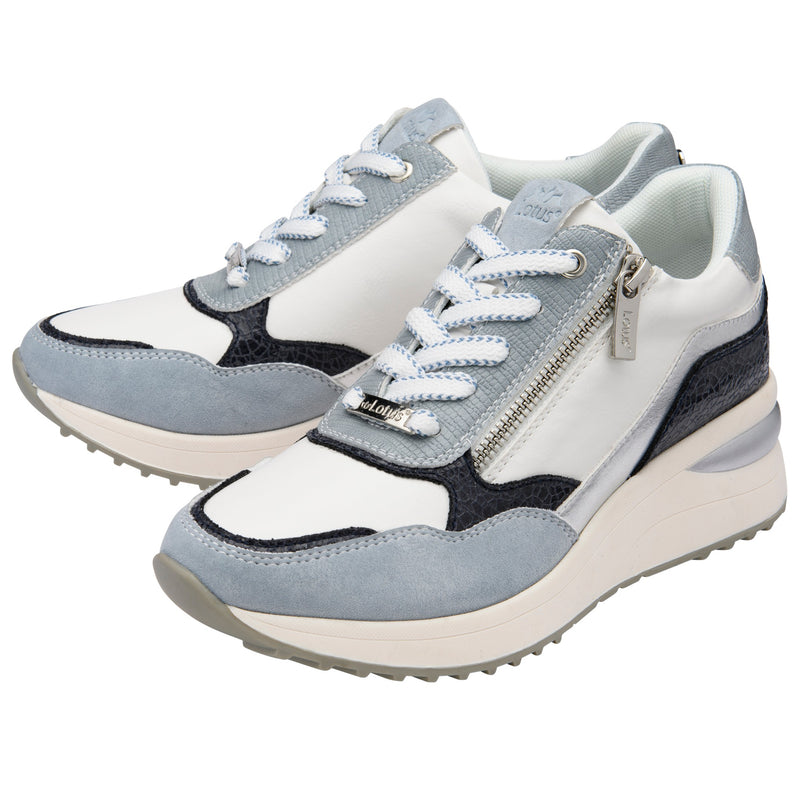 Womens Lotus ULS655 Bianchi Casual Wedge Trainers - Blue Multi