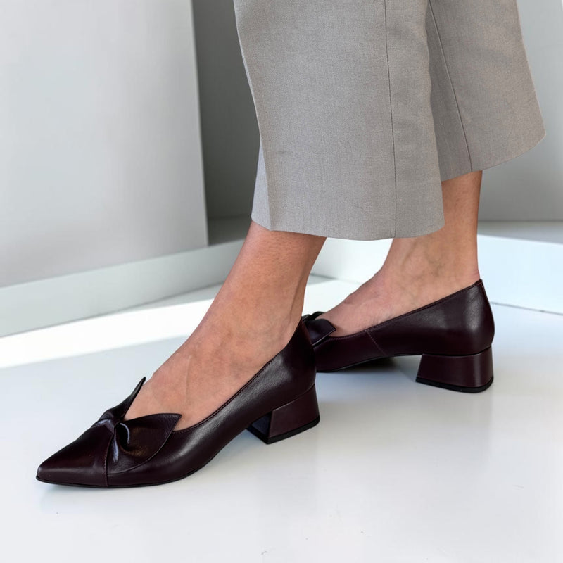 Womens Emis 8550 Burgundy Leather Court Shoes - Burgundy