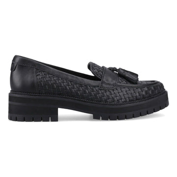 Womens Toms Cara Woven Black Loafers - Black