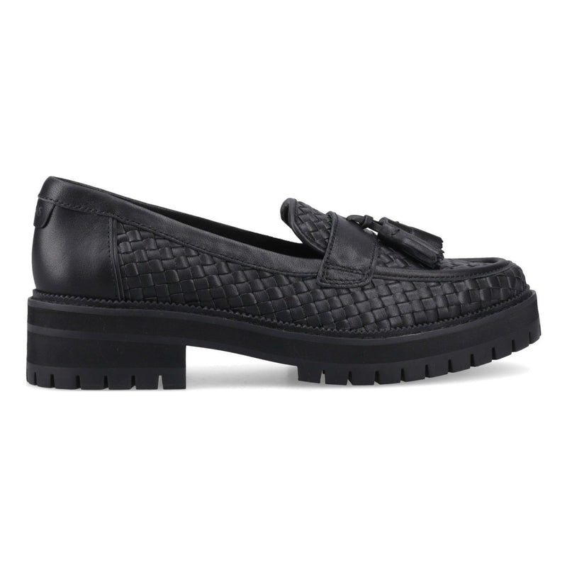 Womens Toms Cara Woven Black Loafers - Black
