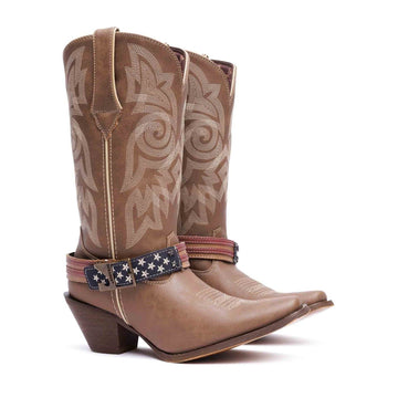 Womens Durango Crush Flag Brown and Khaki Boots - Brown and Khaki