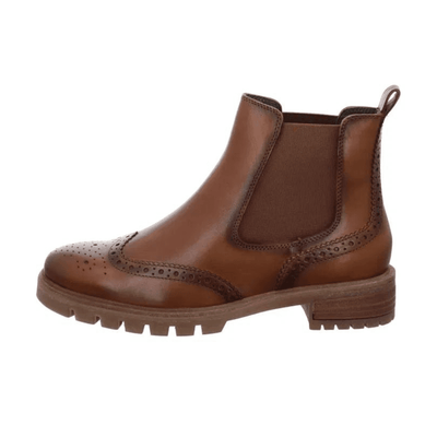 Womens Ara Tulsa Tan Brogue Pull On Chelsea Boots - Tan