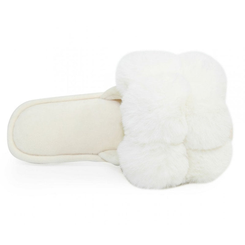 Womens Lunar Octavia Pom Pom Slipper - White