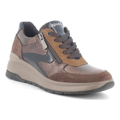 Womens Igi & Co 21523 Side Zip Wedged Trainers - Brown