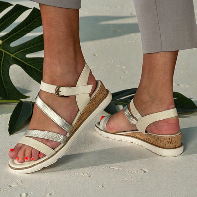 Womens Tamaris 28713 Velcro Closed Sandals - Ivory