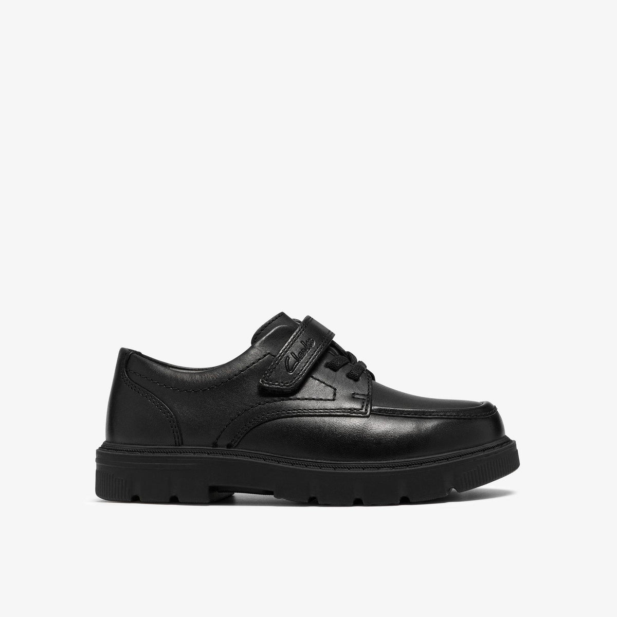 Boys Clarks Lorcam Lane Junior Black School Shoes