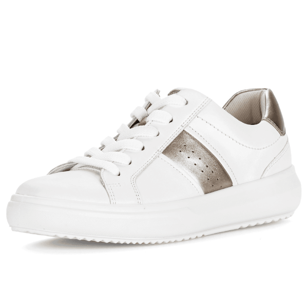 Womens Gabor 83.360 White with Gold Leather Trainers - White