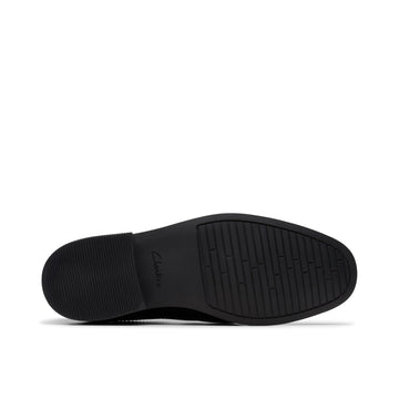 Boys Clarks Jonwin Loop Youth Black School Shoes - Black