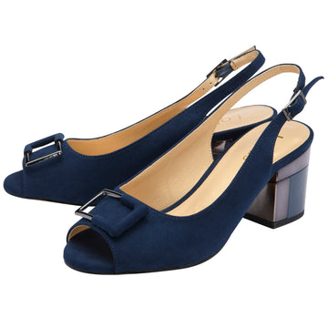 Womens Lotus ULS625 Navy Microfibre Elena Slingback Shoes - Navy