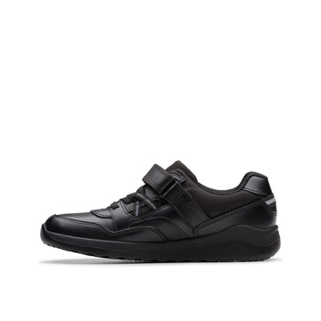 Boys Clarks Daze Kick Kid Black School Shoes - Black