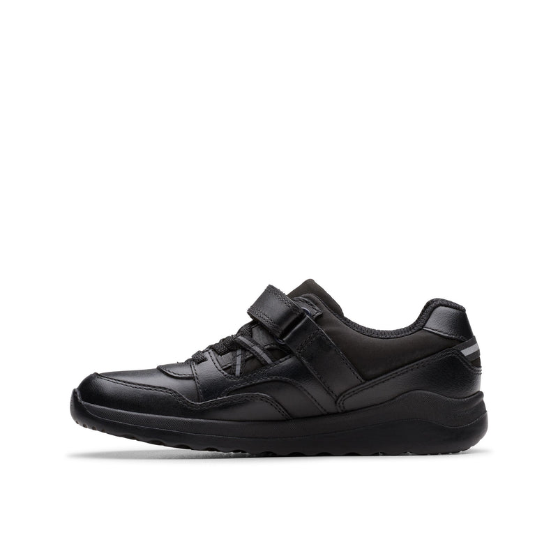Boys Clarks Daze Kick Kid Black School Shoes - Black
