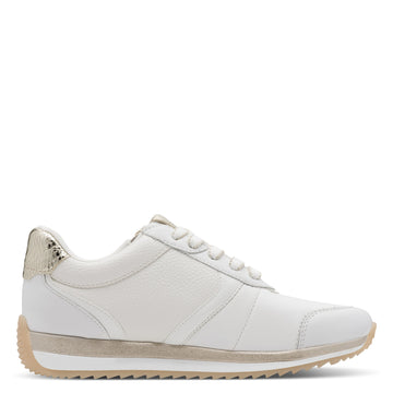 Womens Tamaris Comfort 83734 White And Gold Side Zip Trainers - White And Gold