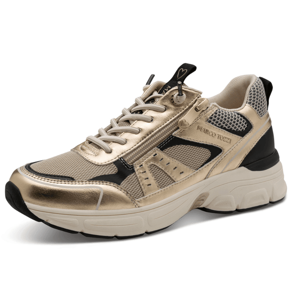 Womens Marco Tozzi 23756 Gold Combi Mesh Sporty Trainers - Gold Combi