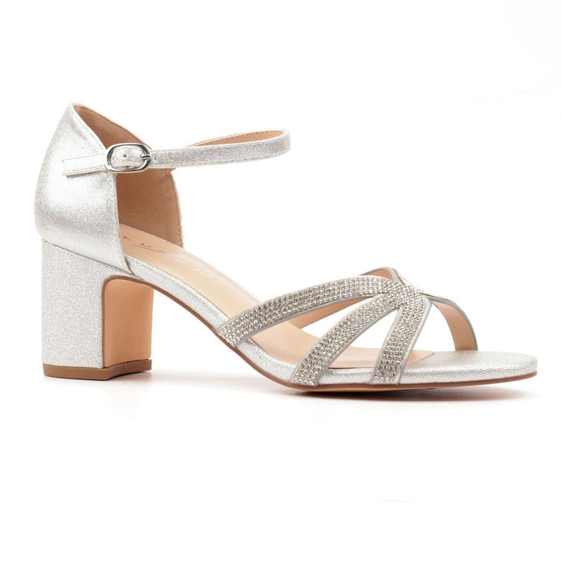 Womens Lunar Roseanne Block Heels - Silver