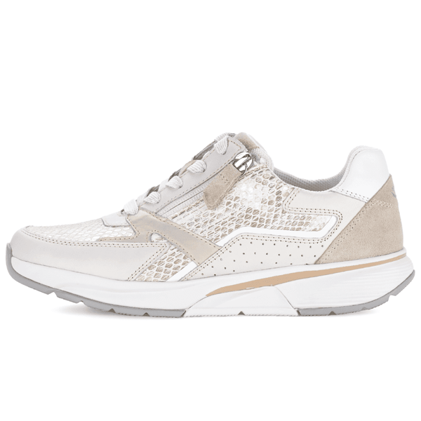 Womens Gabor Rolling Soft 86.878 Beige Snake Side Zip Walking Trainers - Beige