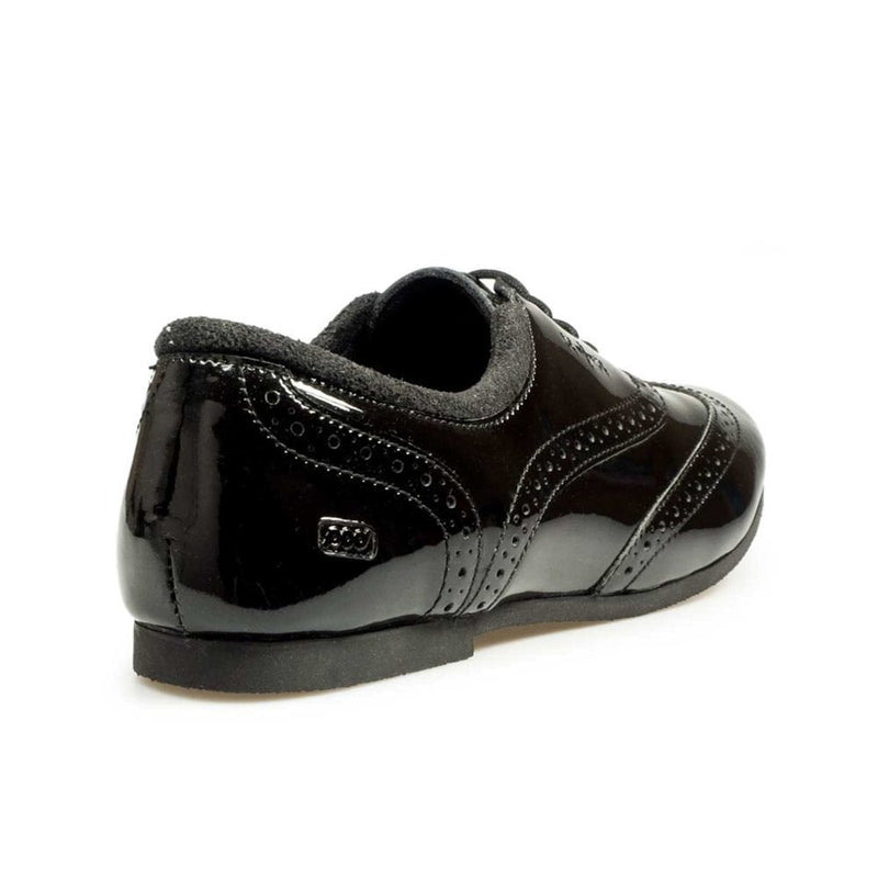 Junior Pod Girls Tatum Brogue Shoes - Black Patent - Black