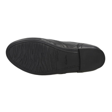 Junior Clarks Jules Walk Black Leather Girls Lace Up School Shoes - Black