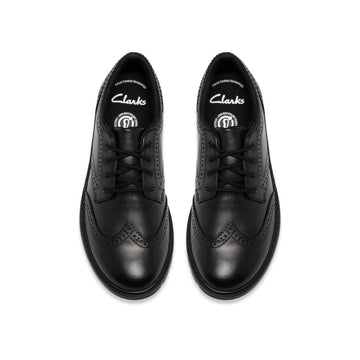 Girls Clarks Scala Style Older Black School Shoes - Black