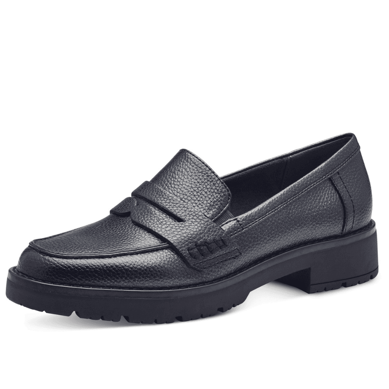 Womens Jana 24678 Steel Grey Metallic Chunky Loafers - Steel Metallic