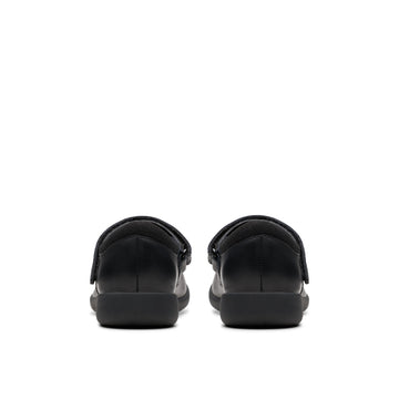 Girls Clarks Etch Pure Kid School Shoes - Black