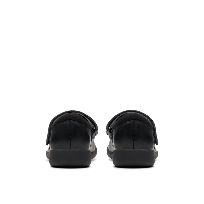 Girls Clarks Etch Pure Kid School Shoes - Black