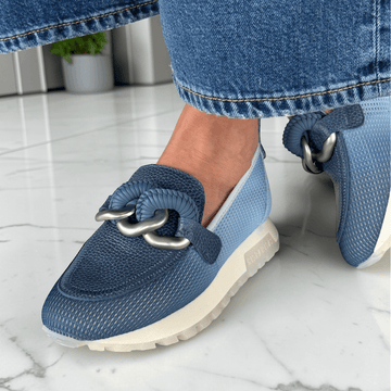 Womens Hispanitas 264834 Blue Fade Mesh Sporty Loafers - Jeans