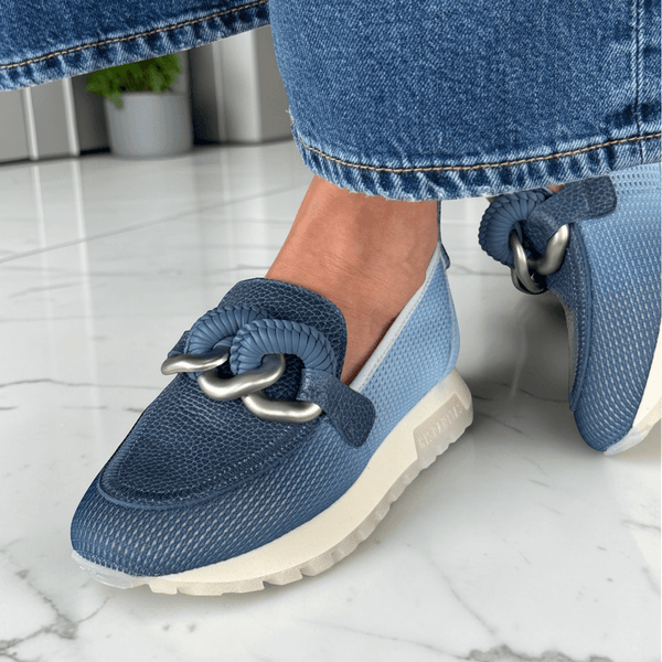 Womens Hispanitas 264834 Blue Fade Mesh Sporty Loafers - Jeans