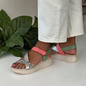 Womens Omg! Footwear Aswarby Ashover Peachy Wedge Sandals - Peachy