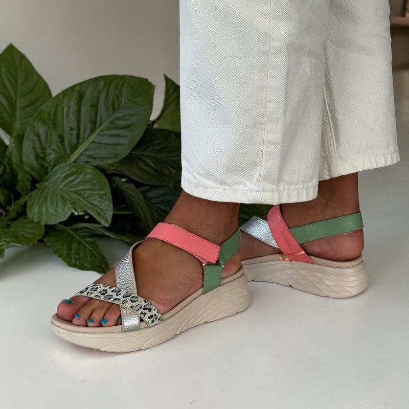Womens Omg! Footwear Aswarby Ashover Peachy Wedge Sandals - Peachy