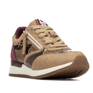 Womens Refresh 173177 Beige and Snake Print Side Zip Trainers - Beige Gold