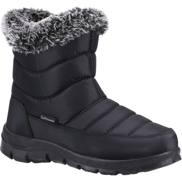 Womens Cotswold Longleat Black Snow Boots - Black